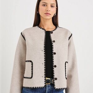 Rails Melanie Jacket in Oatmeal with Black Accents